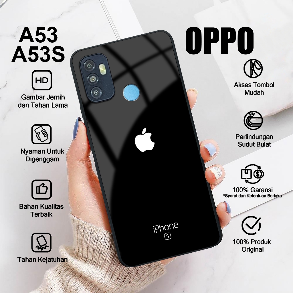 Softcase OPPO A53 4G A53S 4G Case LOGO IPHONE APPLE Casing Hp Oppo A53 A53S Glossy Kesing Silikon