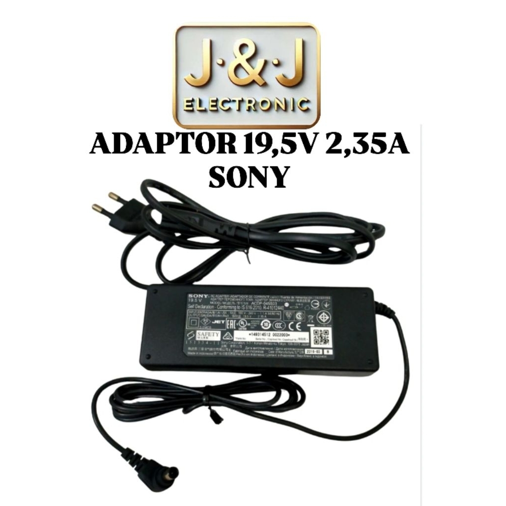 ADAPTOR 19,5V 2,35A SONY JACK JARUM + KABEL AC ,  ADAPTOR SWITCHING POWER SUPPLY 19,5V 2,35A JACK JA