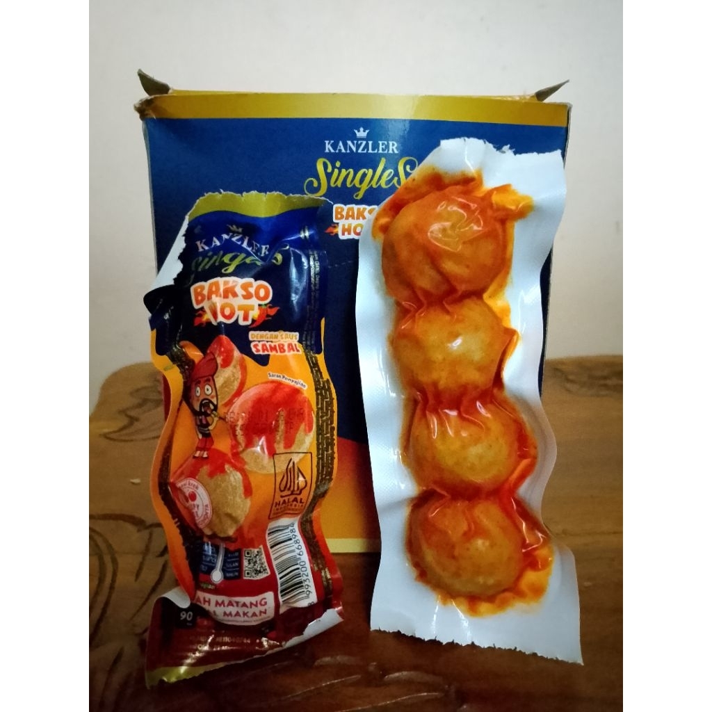 

BAKSO KANZLER SINGLES 1 pack 55gr isi 4 butir bakso 1 BOX ISI 12 PCS RASA PEDAS HOT