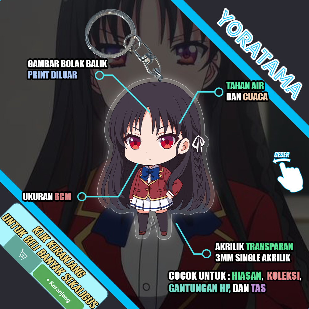 Gantungan Kunci Horikita Classroom of Elite, Keychain Anime Lucu