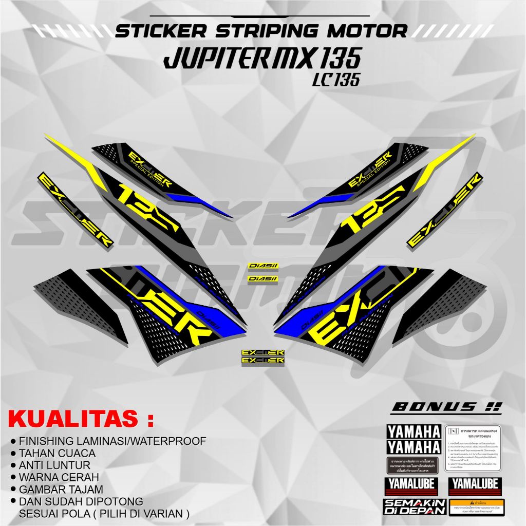 STRIPING YAMAHA JUPITER MX 135 LC MALAYSIA THAILAND STICKER VARIASI STIKER BODY MOTOR