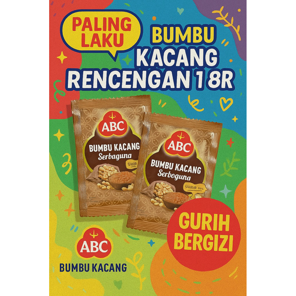 

BUMBU KACANG ABC SERBAGUNA PER RENCENG ISI 10 SACHET x 18 GR