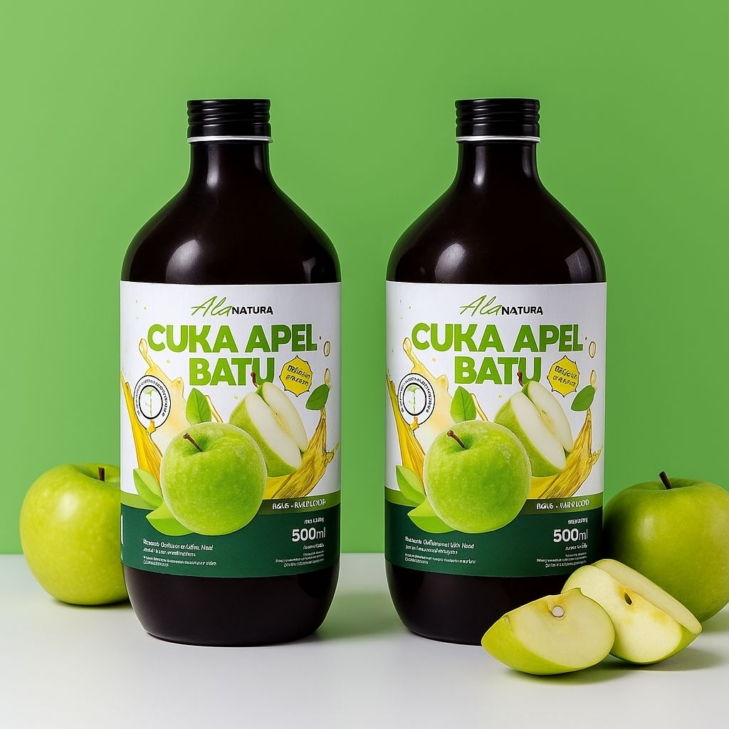 

Cuka Apel Batu Ala Natura Apple Cider Vinegar with Mother Paket 2 Botol Lambung Sehat Halal dan BPOM