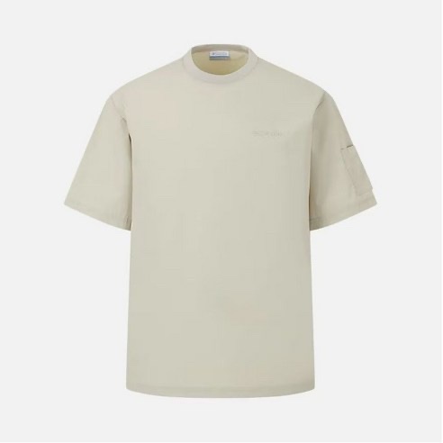 Baju Boxy Columbia Male John Dash Woven Crew Shirt Big Size Cream