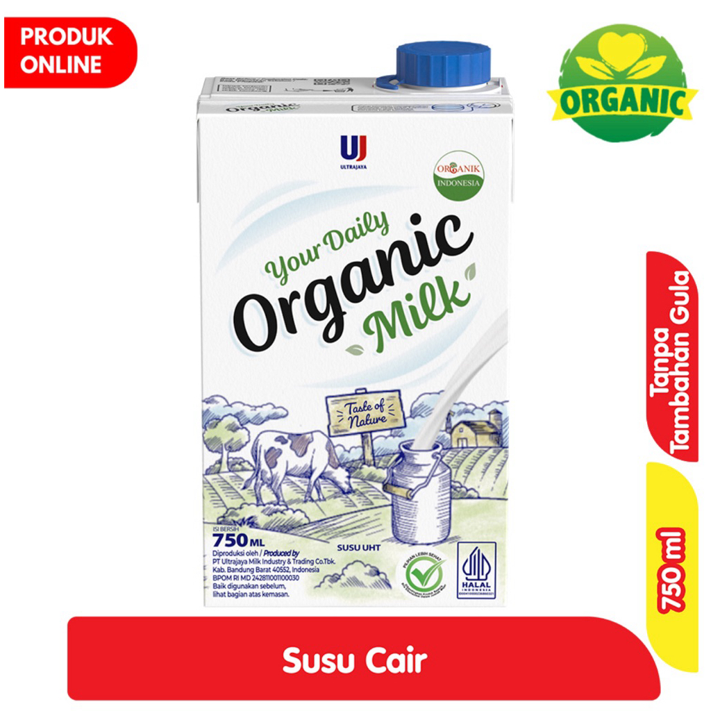 

Ultra Milk Susu Cair UHT Organik Kotak 750 ml
