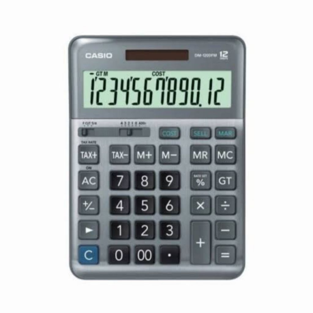 

CASIO CALCULATOR LAYAR BESAR 2 POWER WITH TAX CALCULATOR DM 1200 FM ASLI TERBARU