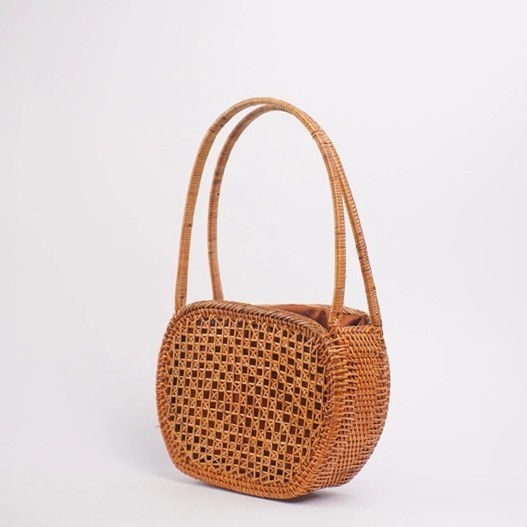 Ketok Tas anyaman Rotan terawang Krawang jinjing wanita Handmade rattan bag openwork rattan woven wo