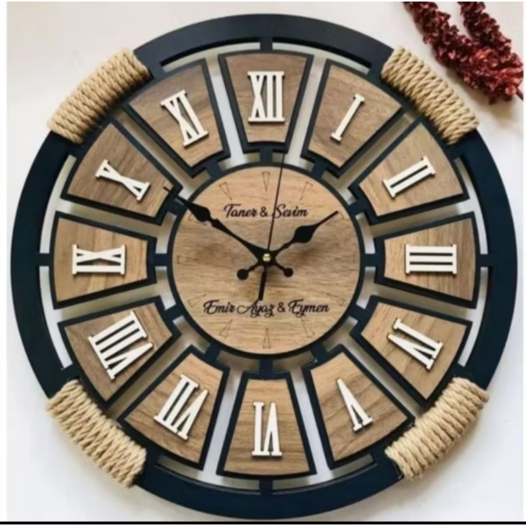 Jam dinding kayu antik romawi