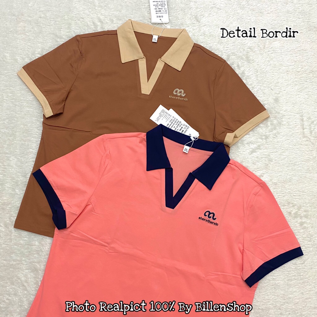 BILLENSHOP - KAOS KERAH WANITA IMPORT KERAH BORDIR