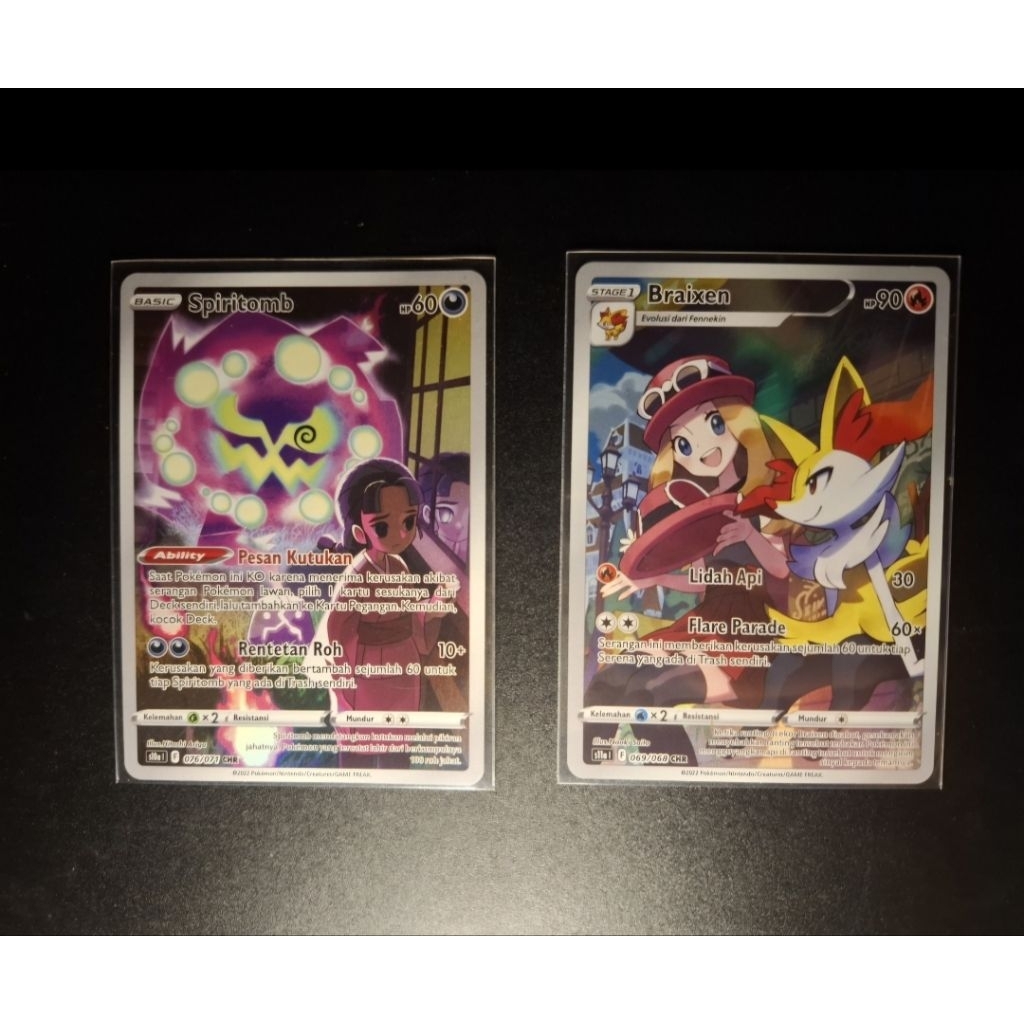 WTS (Pokemon Indonesia) Pokemon Card CHR Braixen 069/068 CHR & Spiritomb 076/071 (READY STOCK)