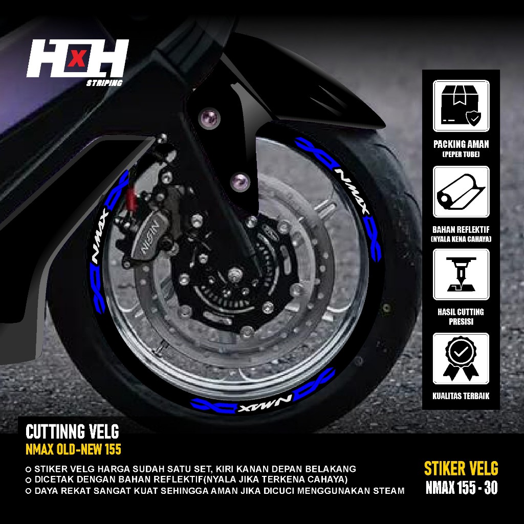 (COD) Cutting Sticker Velg yamaha Nmax 155 turbo connected Stiker Lis Variasi Ban velk nyala 30