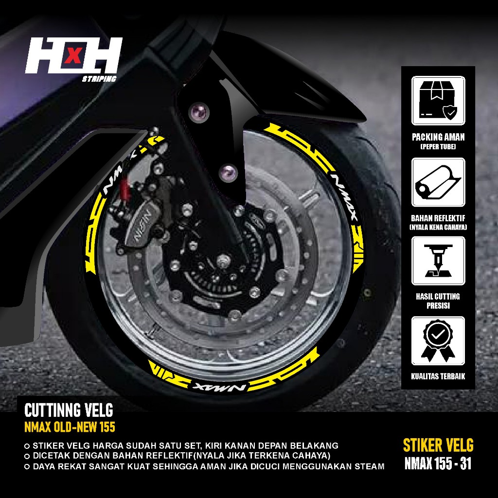(COD) Cutting Sticker Velg yamaha Nmax 155 turbo connected Stiker Lis Variasi Ban velk nyala 31