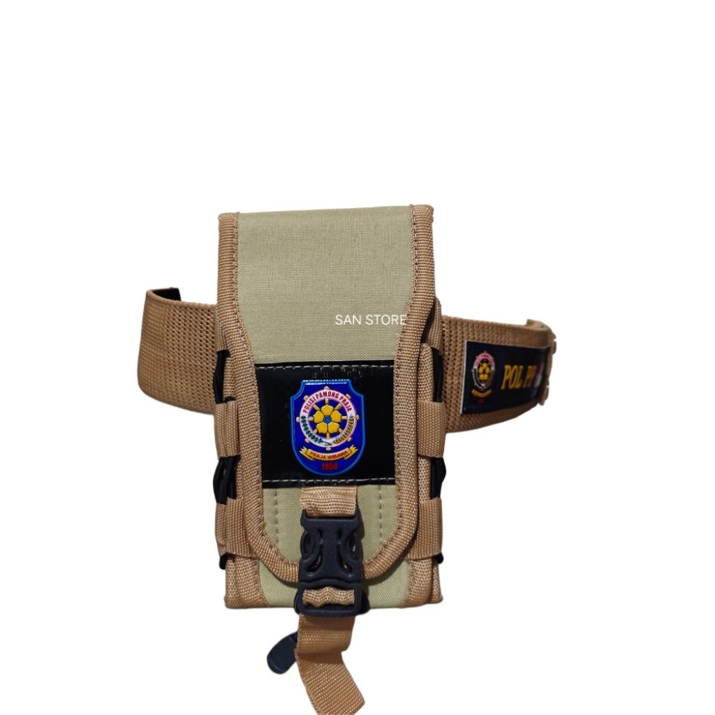 KOPEL/IKAT PINGGANG DAN TAS HP PINGGANG POL-PP KREM