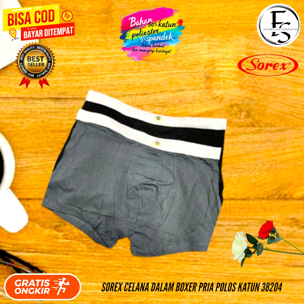 SOREX CELANA DALAM BOXER PRIA POLOS KATUN 38204