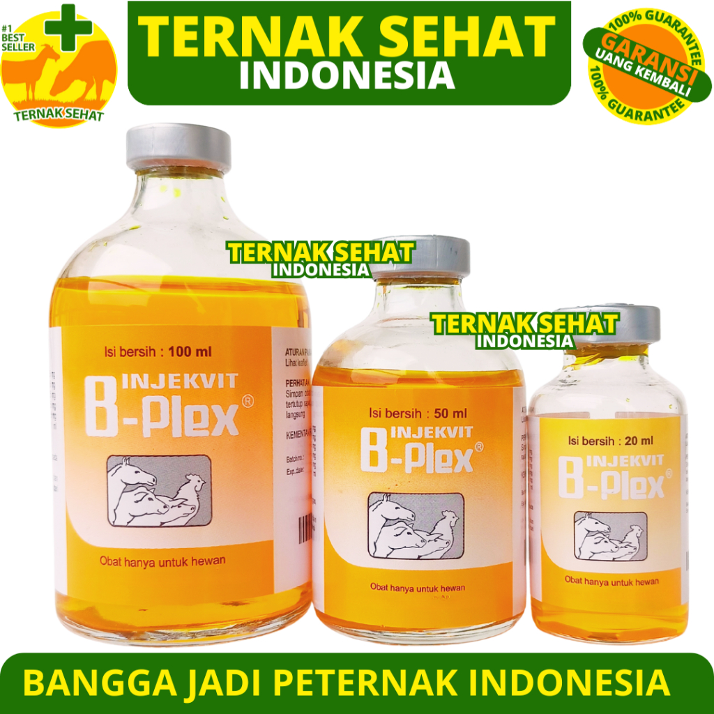 INJEKVIT B PLEX 20ml 50ml & 100ml - Vitamin B Complex B Kompleks Komplek Ternak Sapi Kambing Domba B