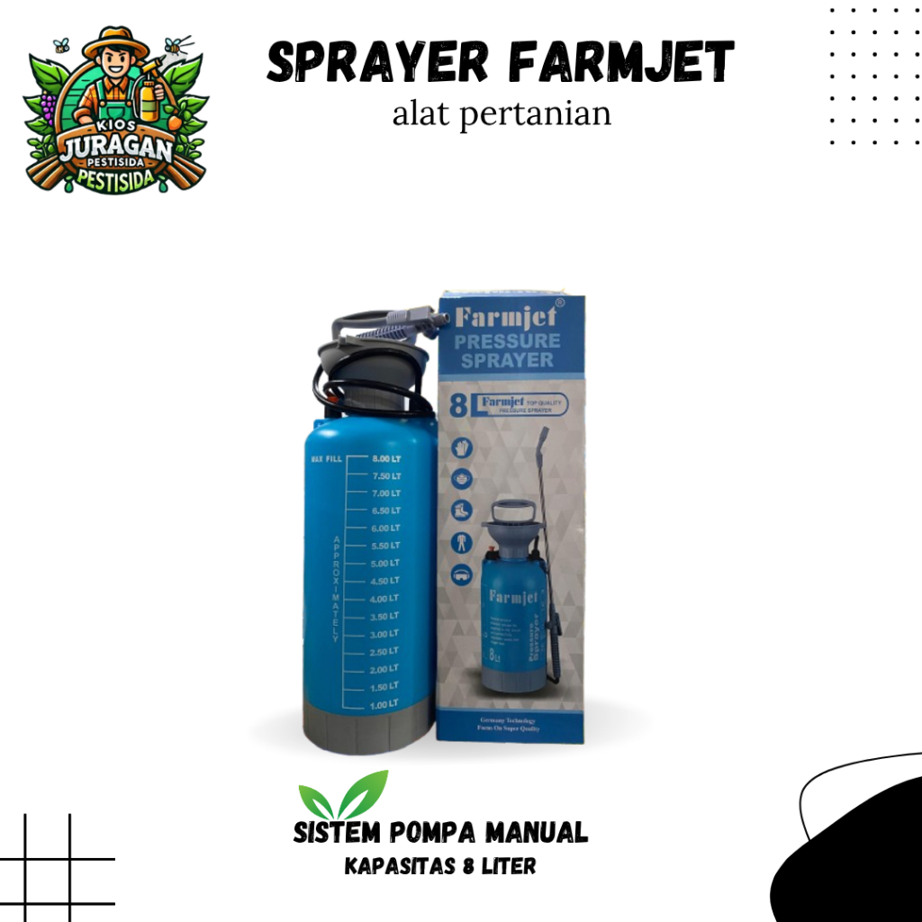 Farmjet Alat Semprot Tanaman Sprayer Manual 8 Liter Pressure Penyemprot Tanaman Sprayer
