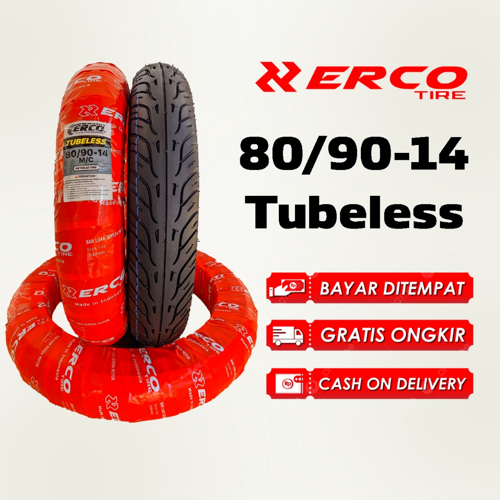 Ban Erco ukuran 80/90-14 Tubeless untuk motor MATIC