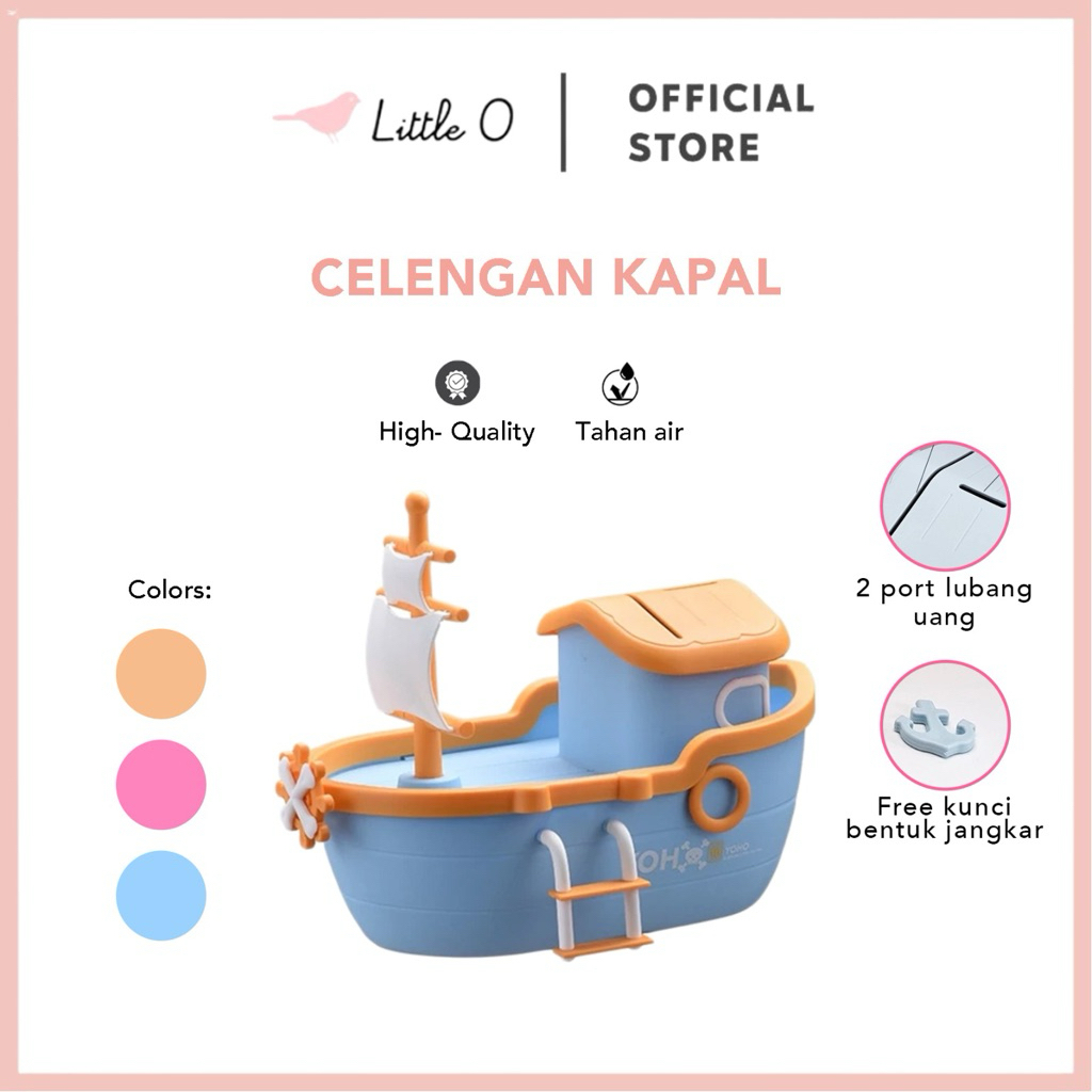 

LITTLE O FREE STIKER 3D & 2D !! Celengan Lucu Bentuk Kapal Bajak Laut Perahu Layar Piggy Bank Belajar Menabung Kado Anak