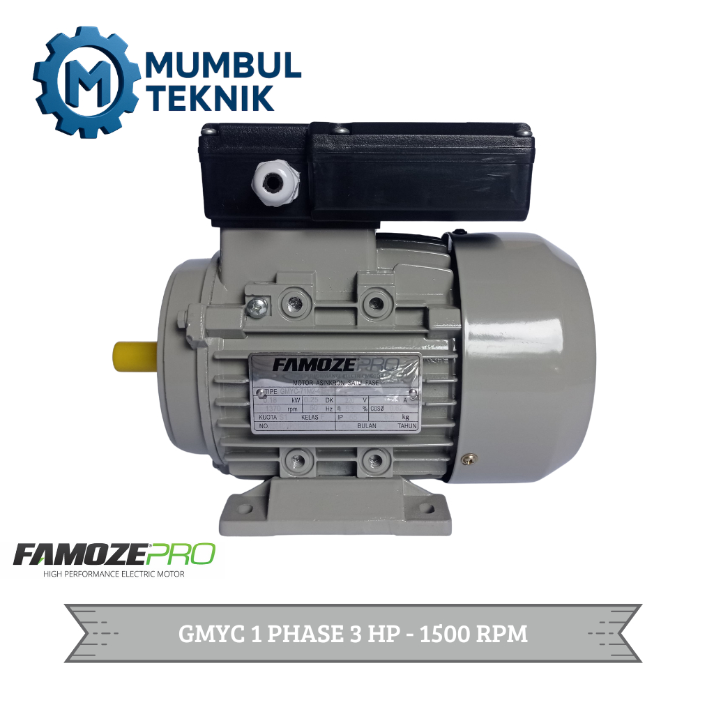 Famoze Pro Dinamo 1 Phase 3 HP 1500 RPM GMYC Elektro Motor 3 PK