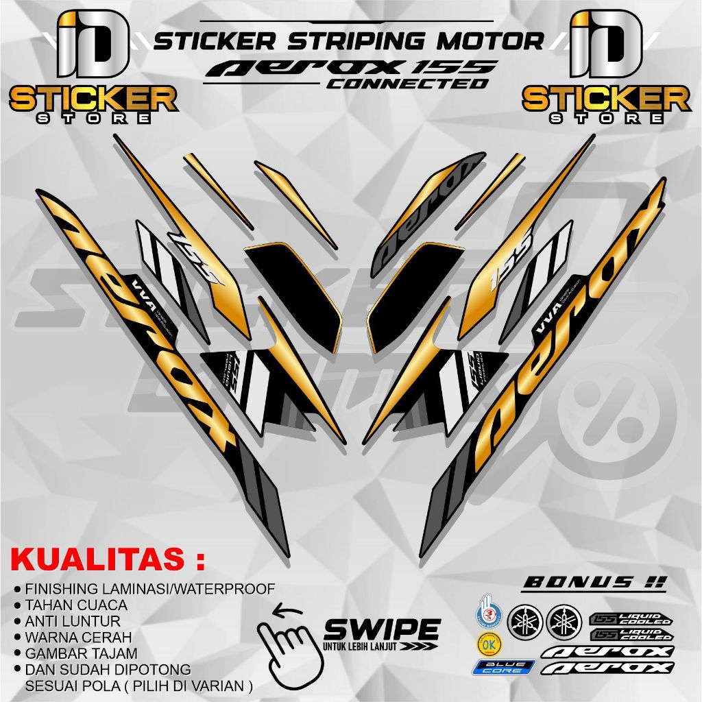 STRIPING AEROX CONNECTED 155 NVX MALAY THAI VARIASI MODIFIKASI STIKER BODY MOTOR