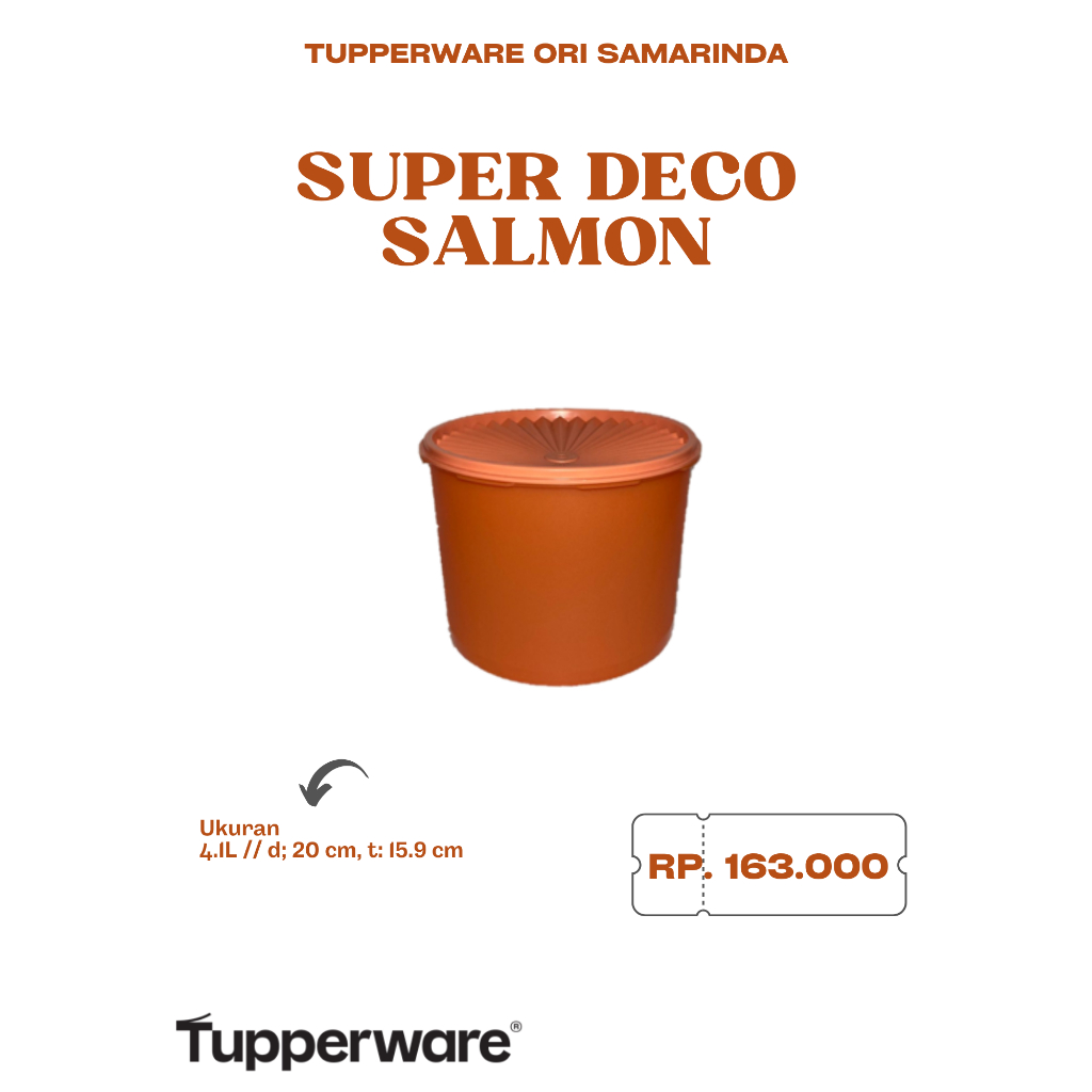 Tupperware Ori -  Super Deco Canister 4.1L Salmon // Soft Pink