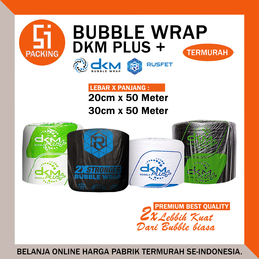 

Plastik Bubble Wrap DKM Potongan 30cm 20cm x 50m Putih Bening & Hitam Packing Roll