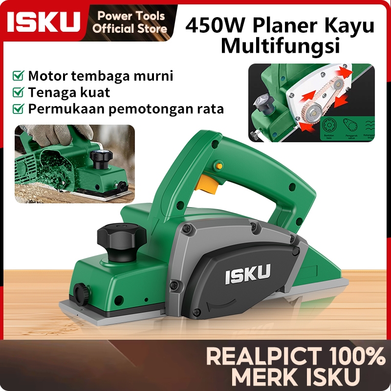 ISKU Planer Listrik 450W Mesin Serut Kayu modern Cocok untuk memoles dan memotong kayu Mesin Ketam K
