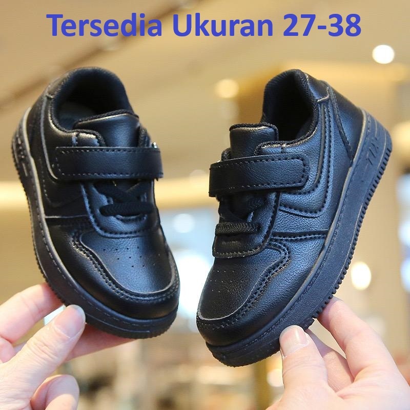 Sepatu Sekolah TK SD SMP SMA Hitam Polos Import Sepatu Cowok Cewek Import