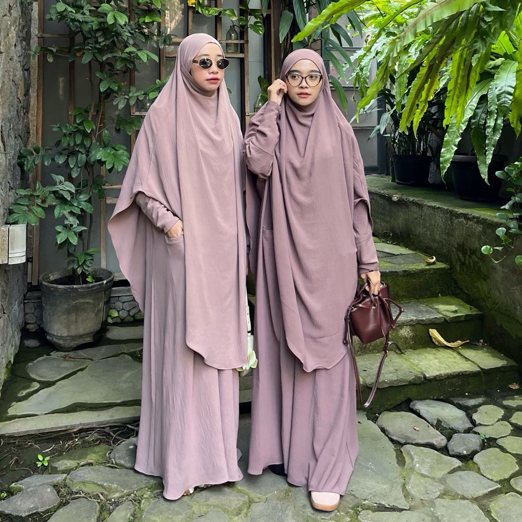 Tsurayya - One set Elmaira Abaya dan Frenckhimar Bahan Crincle Airflow Export/ Free Cadar Tali Crinc
