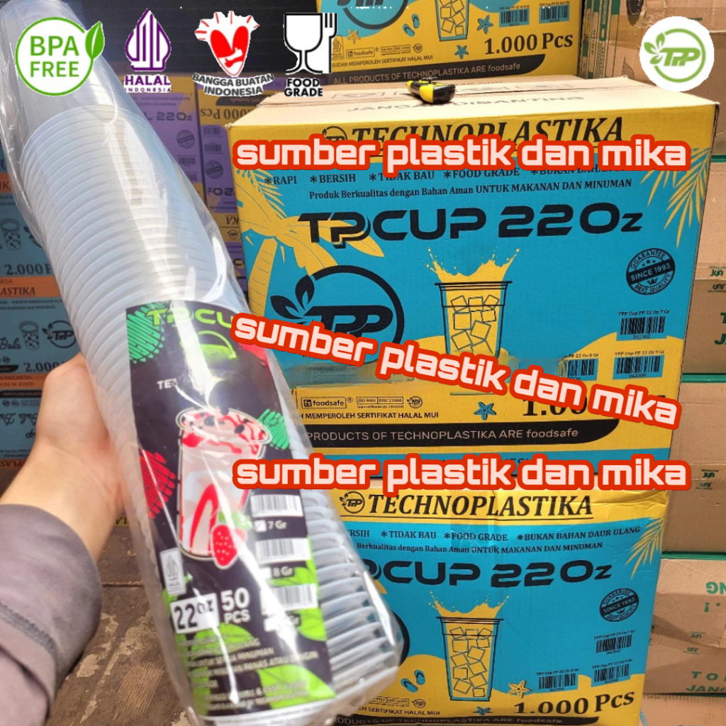 [ 1Karton/dus 1000pcs ] TP CUP 22OZ 7GR DATAR TECHNO | CUP 22OZ DATAR TECHNO FOODSAFE - GELAS 22 OZ 