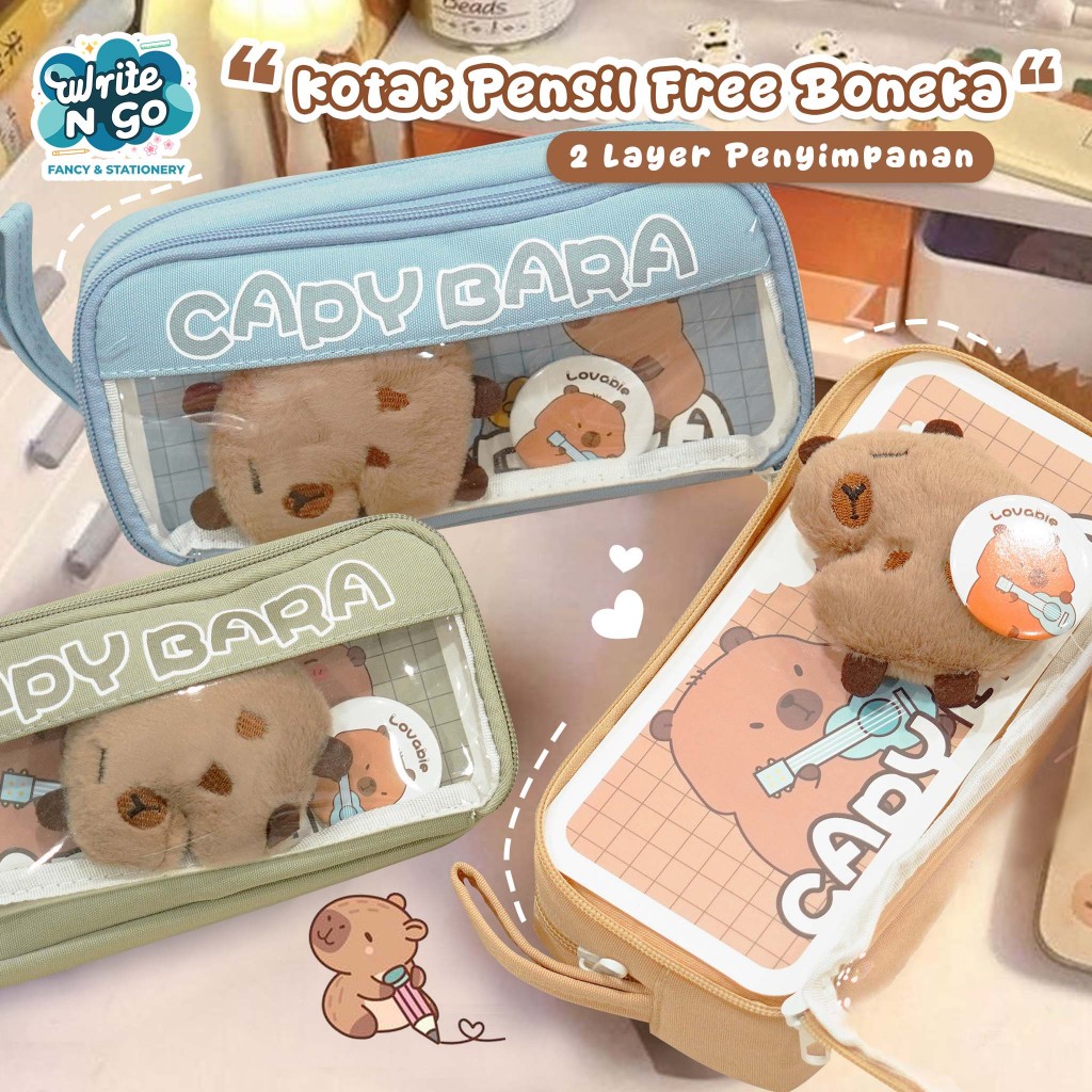 

[BARU] Tempat Pensil Capybara Premium Double Resleting FREE Boneka & Pin Kapasitas Besar - XC-3010