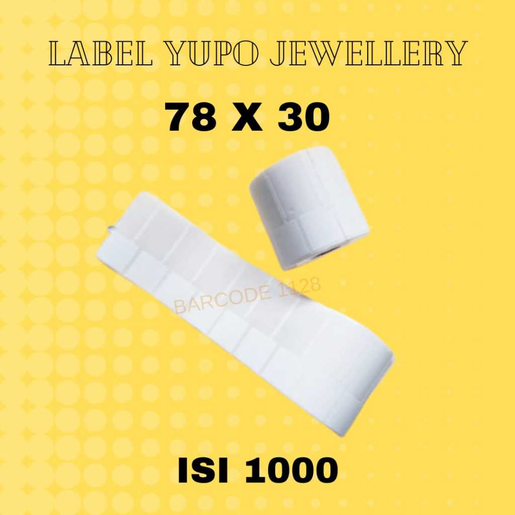 

Label Barcode Perhiasan Yupo 78 x 30 Jewellery Kertas Sticker Jewelry isi 1000
