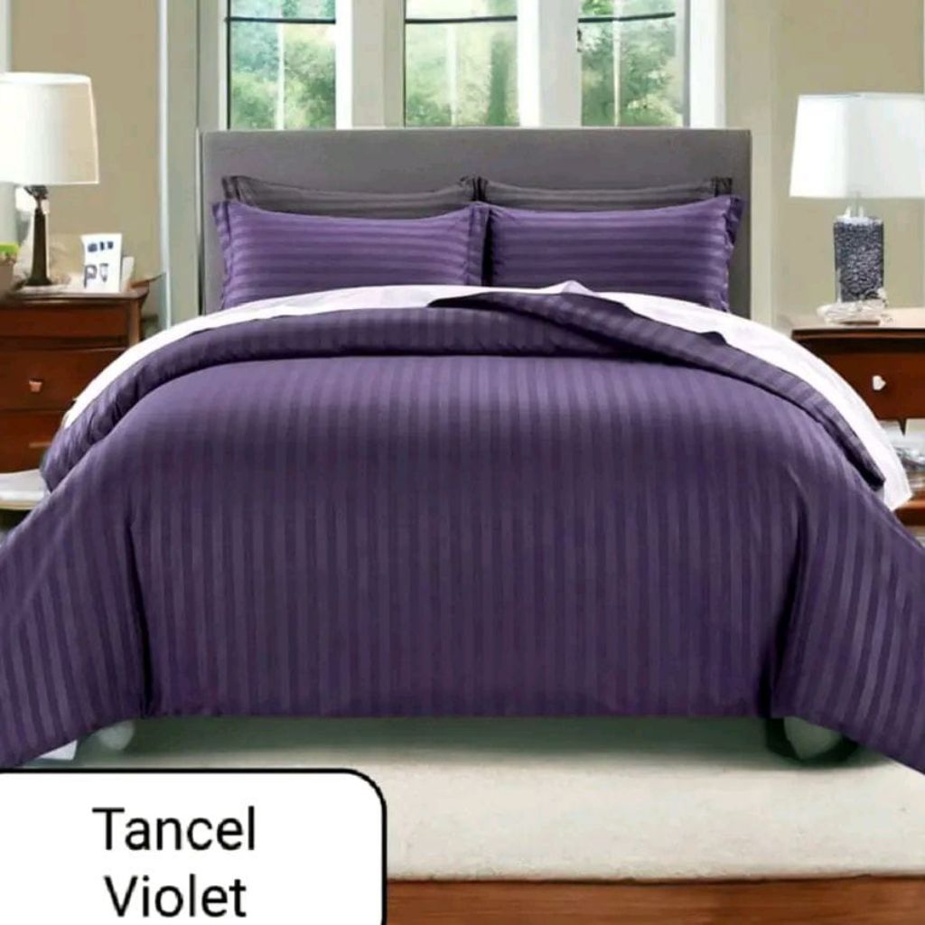Sprei Set Bedcover Sprei Hotel + Anti Geser Micro Tancel Salur Premium Uk 90x200 / 100x200 / 120x200