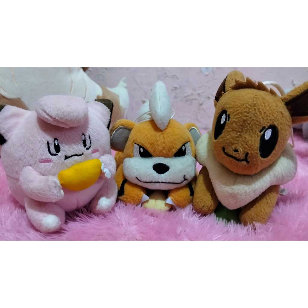 Boneka Clefairy Growlithe Eevee Mogu Mogu Original Banpresto