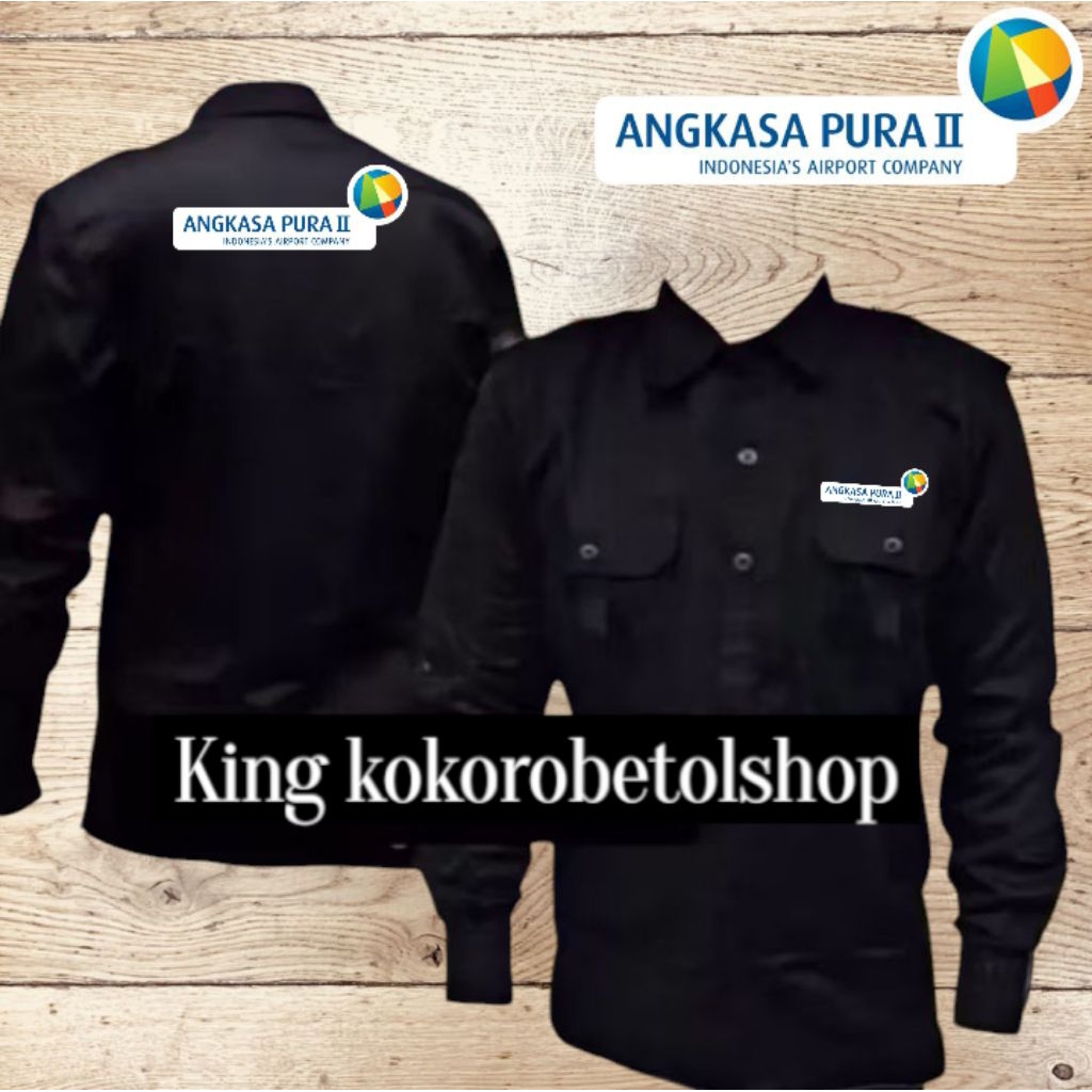 KEMEJA PT ANGKASA PURA 2 COSTUM BORDIR KEMEJA PDH KANTONG DUA