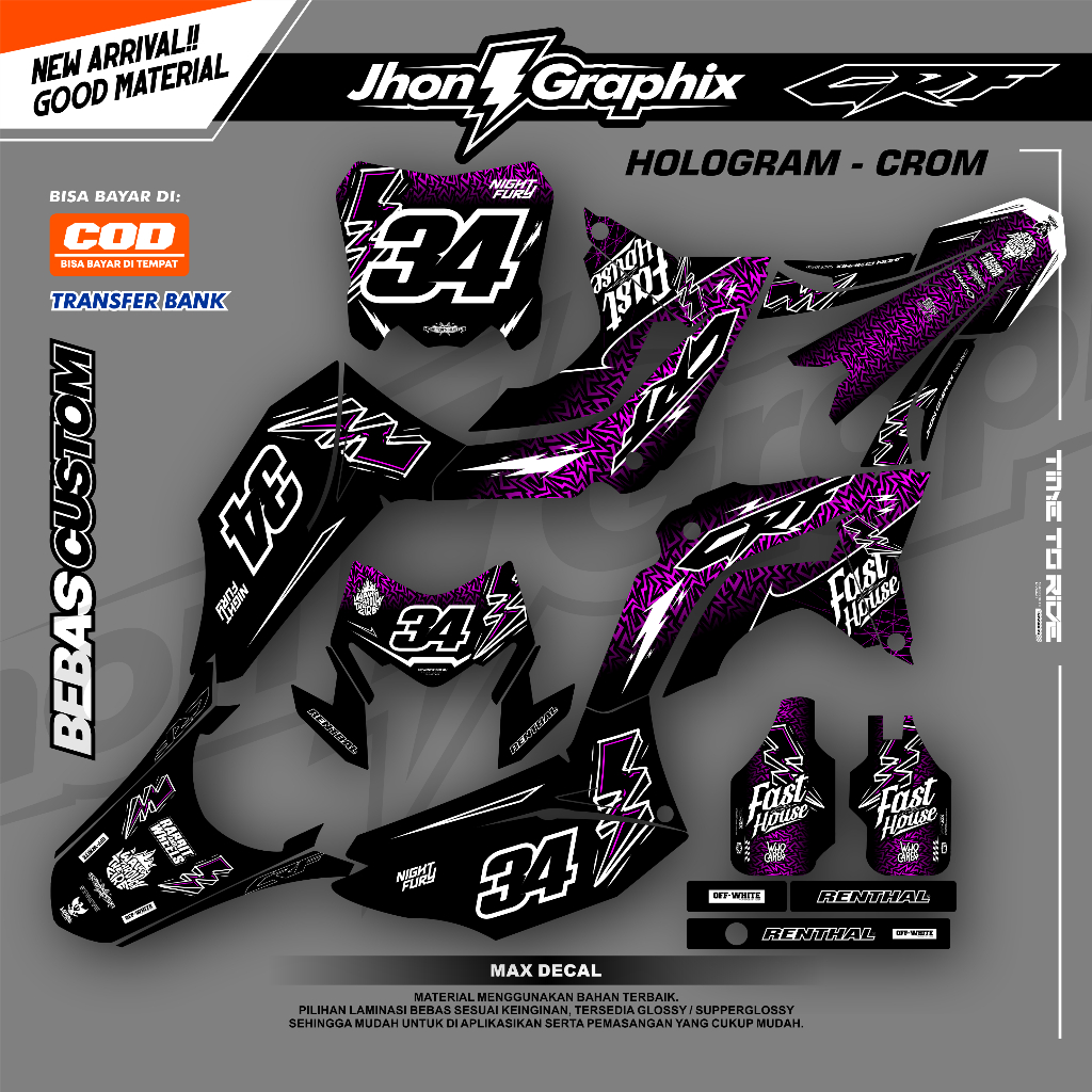 DECAL CRF HITAM / Decal CRF 150 L Full Body Super Glossy Bahan MAXDECAL Sticker CRF 150 L Full Body 