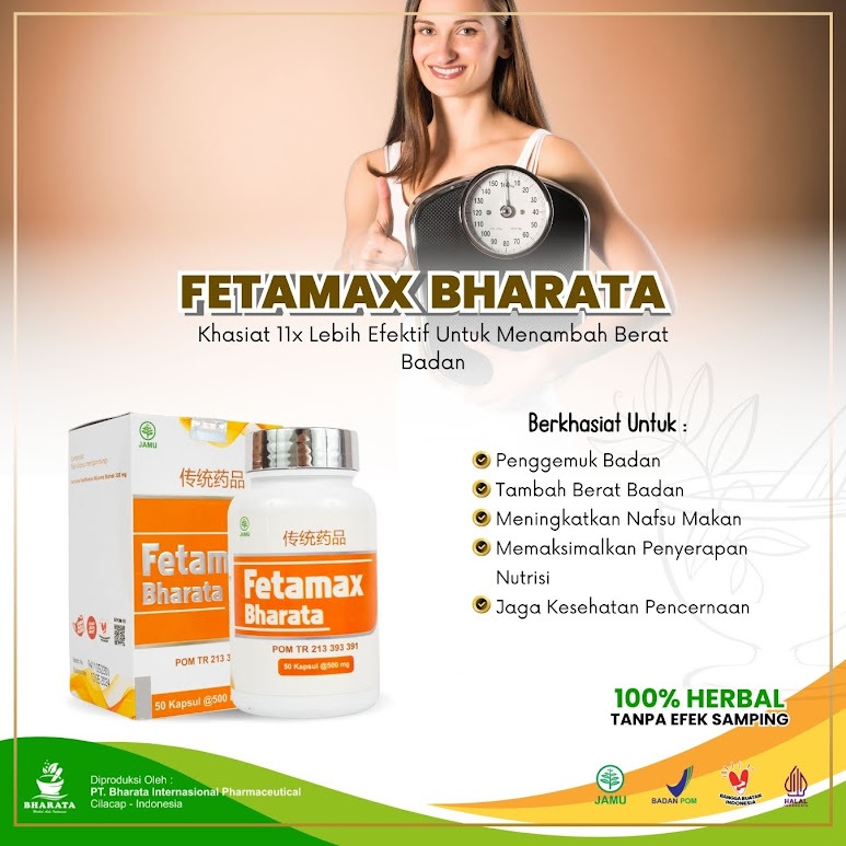 Obat Gemuk Penggemuk Badan Herbal ALAMI PLUS PENAMBAH NAFSU MAKAN FETAMAX BHARATA 100% ALAMI
