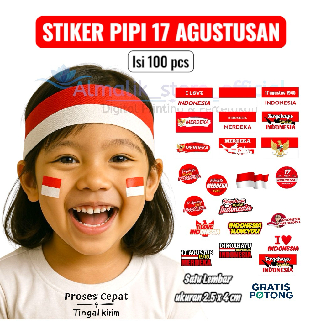 

isi 50-100pcs Stiker pipi 17 agustusan sticker ideal untuk merayakan kemerdekaan