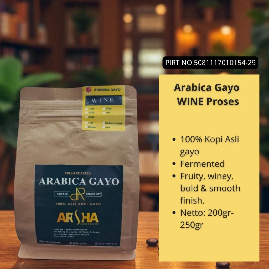 

Arabica Gayo Wine Proses 200gr-250gr