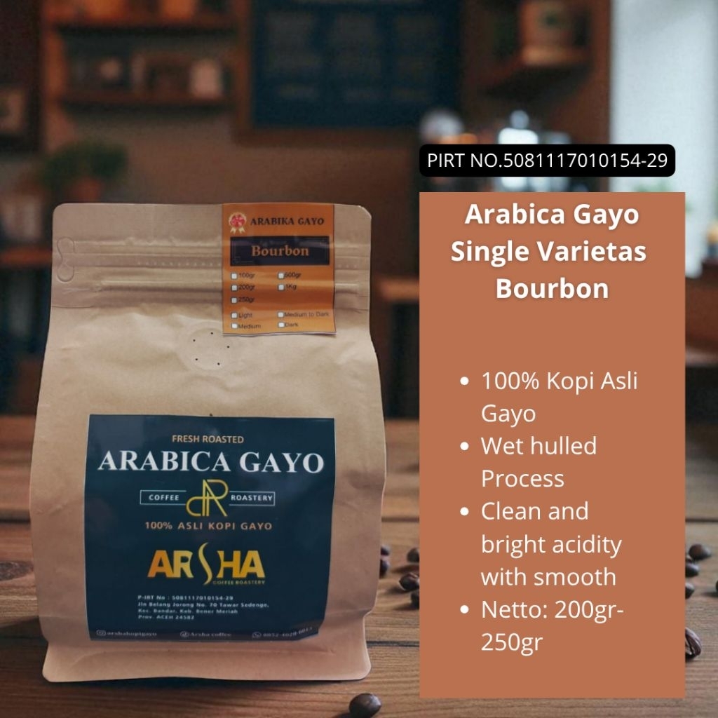 

Arabica Gayo Single varietas Bourbon 200gr-250gr