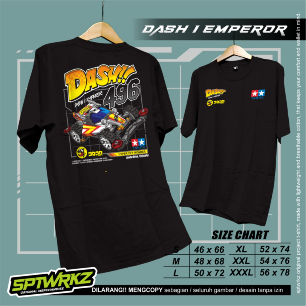 SPTWRKZ | Kaos TAMIYA DASH I EMPEROR | DASH I EMPEROR TShirt | Kaos T-Shirt Tamiya Mini 4wd | Distro