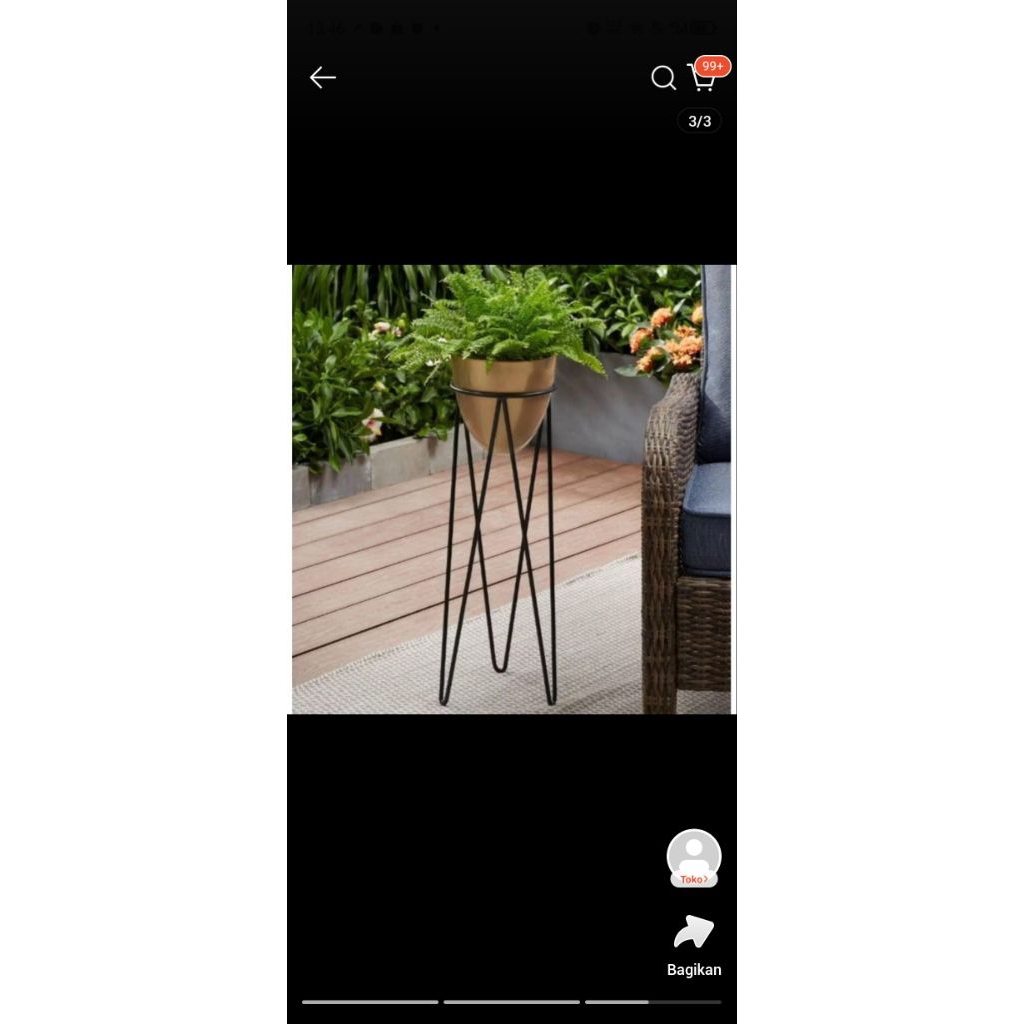 stand pot bunga atau tiang pot Tinggi 78cm