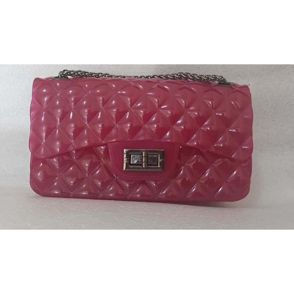 PPT001 Tas Slingbag Jelly Glossy Kecil Rantai Fashion FANTA BESAR