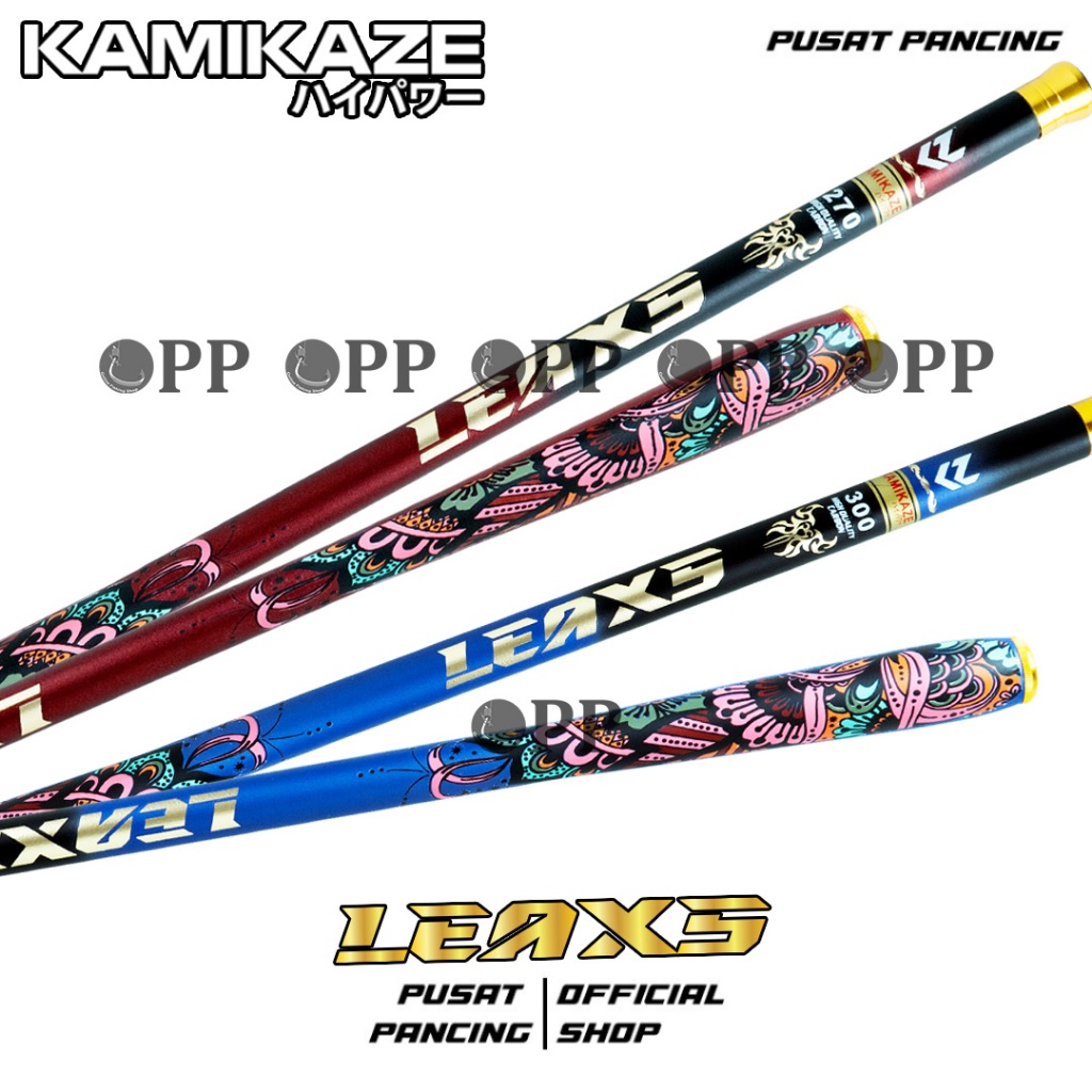 KAMIKAZE Joran Pancing Tegek LEAX 180cm - 450cm Hi-Carbon Blank Compact Size Kuat dan Ringan Joran P