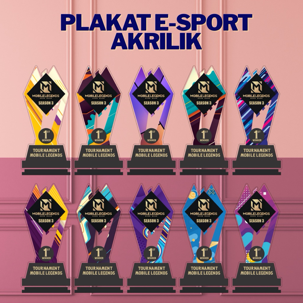 Piala Mobile Legend Trophy Mobile Legend Kejuaraan Mobile Legend Bahan Akrilik Free Design Custom