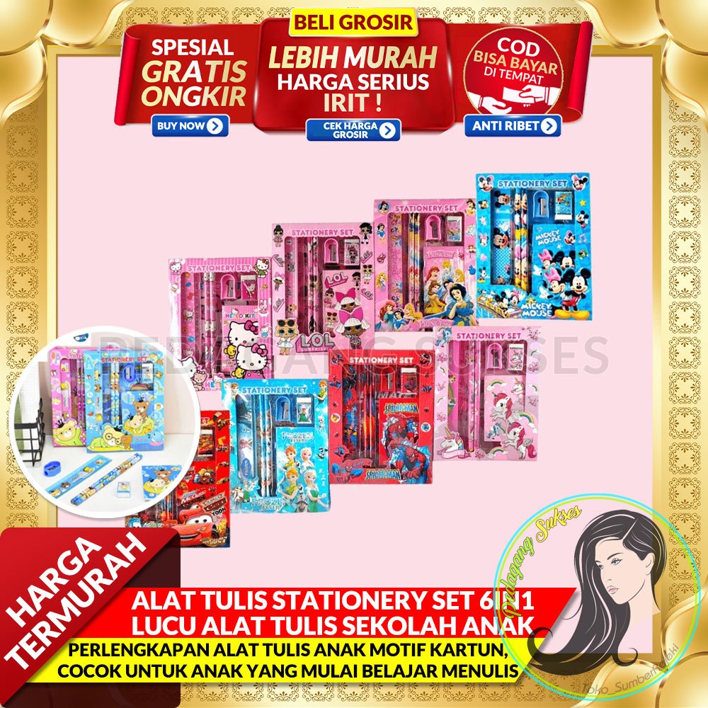 

Alat Tulis Stationery Set 6IN1 Lucu Karakter Set Perlengkapan Alat Tulis Sekolah Anak-Anak Karakter