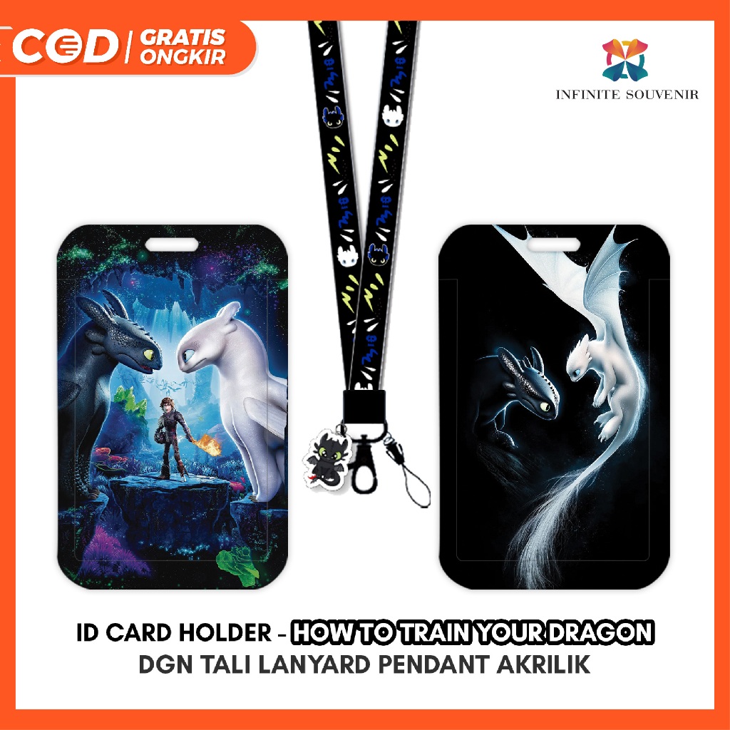 

[N003] FURY / HOW TO TRAIN YOUR DRAGON / Name Tag ID Card Holder Toothless dengan Tali Lanyard