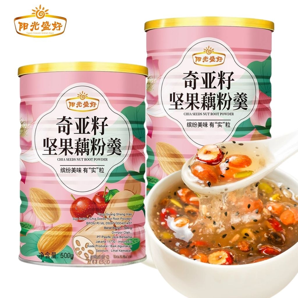 

YANG GUANG SHENG HAO HEMAT 2PCS Oufen Lotus Root Powder Almond Nuts 500gram Bubuk Akar Teratai BPOM RI