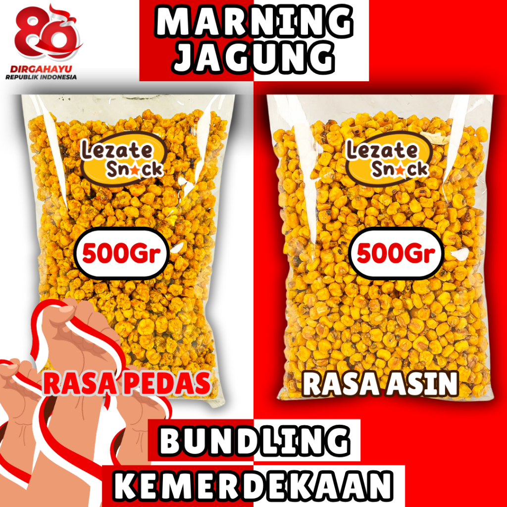 

(BUY 1 GET 1) Marning Jagung Pedas 500gr Gratis Marneng Jagung Asin 500gr SEDAP SNACK