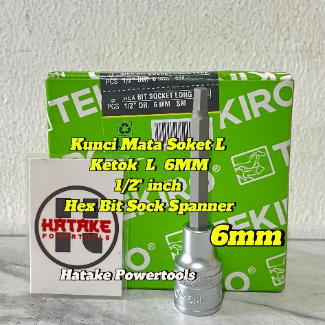 TEKIRO L 6mm Hex Bit Socket L ketok 1/2" inch  x 6MM x 100MM / Kunci Sock L Long Type 6 MM SC-HB054